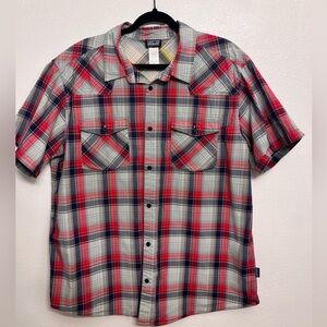 Patagonia Red and Navy Plaid Button-Down Shirt